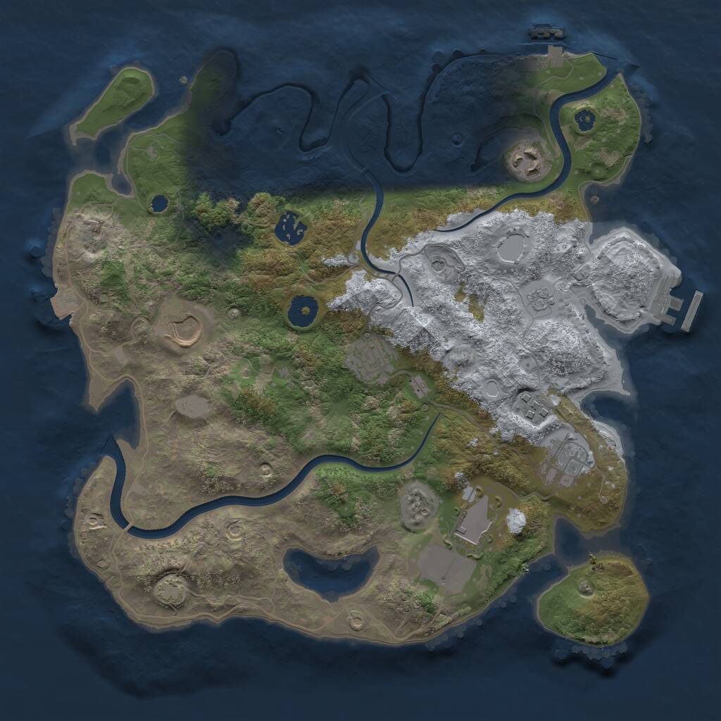 Rust Map: Procedural Map, Size: 3500, Seed: 1386408760, 13 Monuments