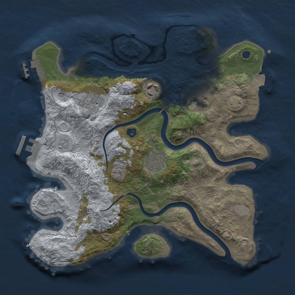 Rust Map: Procedural Map, Size: 3000, Seed: 46666, 11 Monuments
