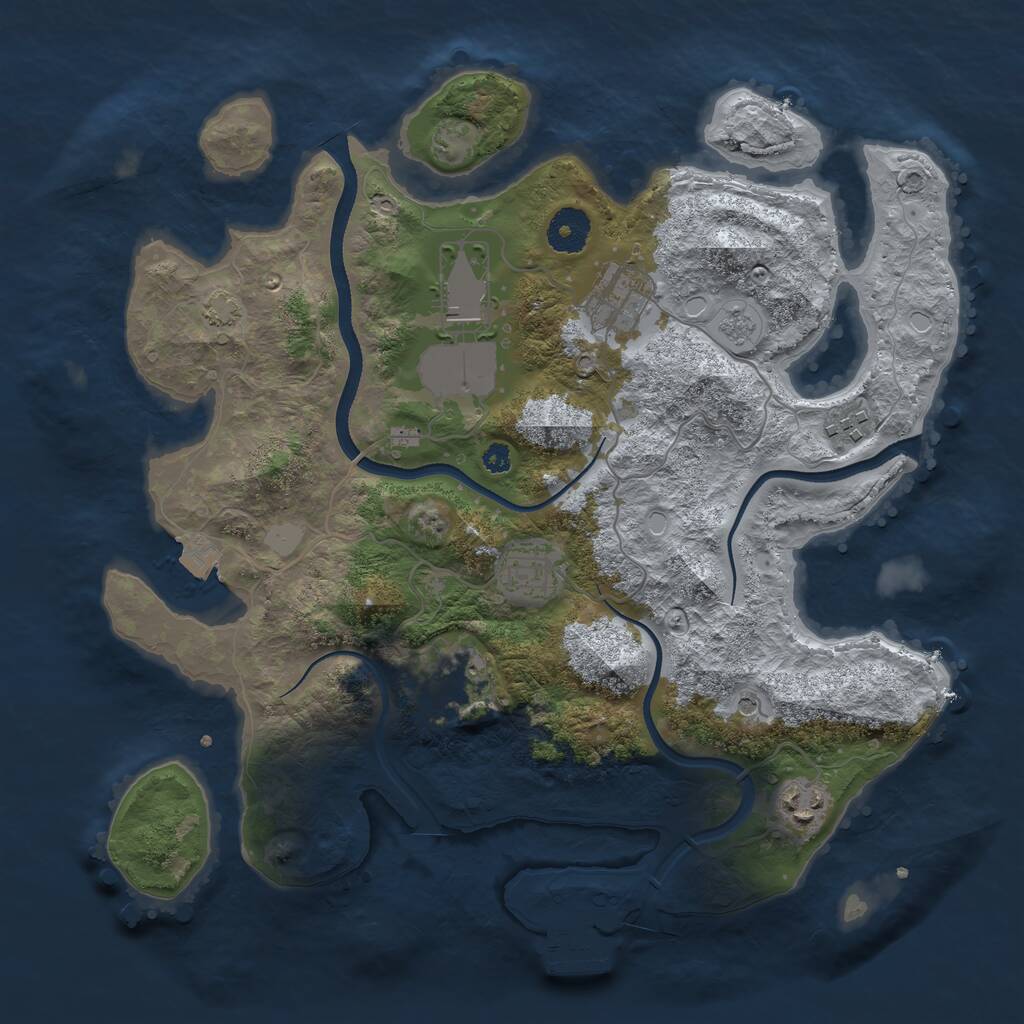 Rust Map: Procedural Map, Size: 3500, Seed: 132645418, 11 Monuments