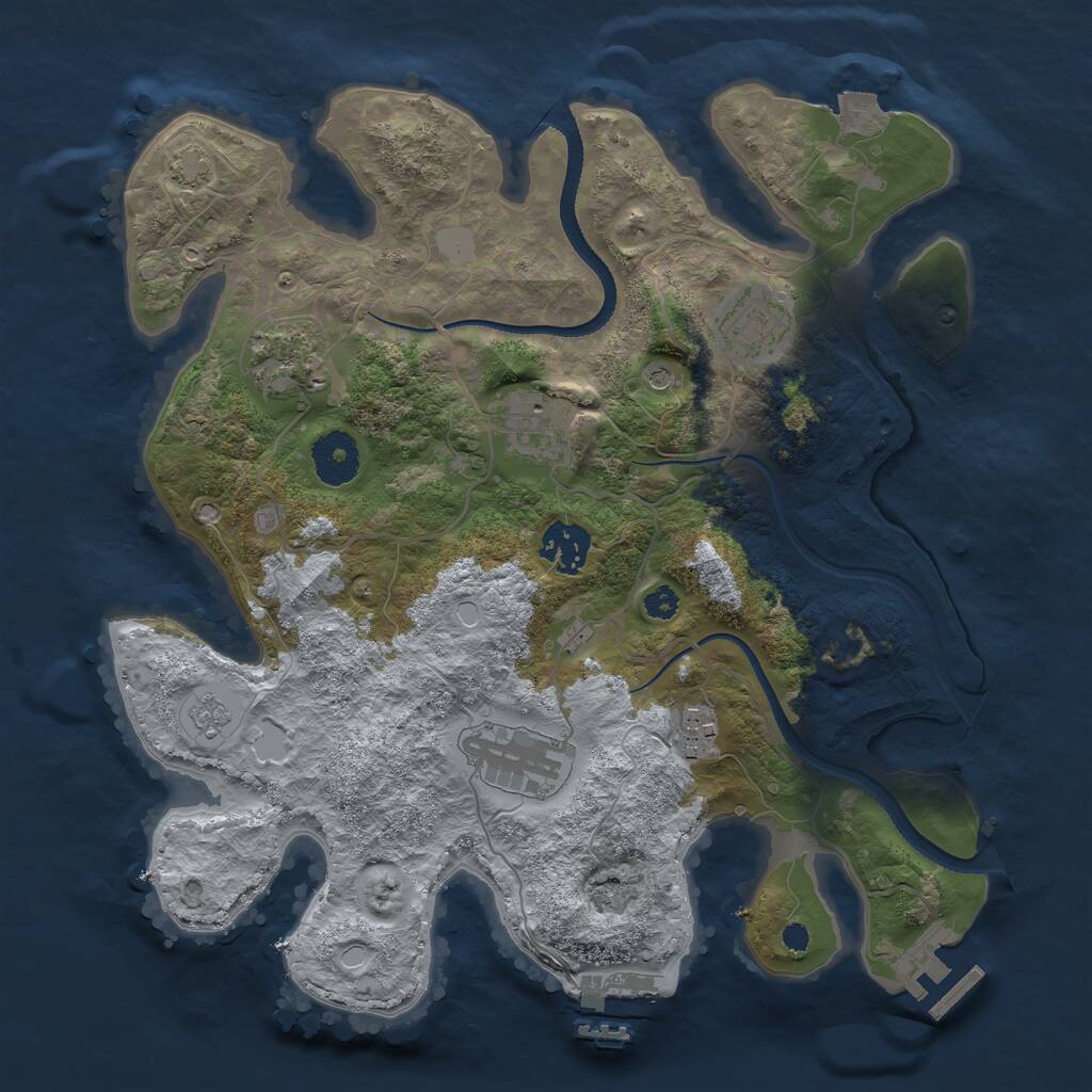 Rust Map: Procedural Map, Size: 3250, Seed: 475372436, 12 Monuments