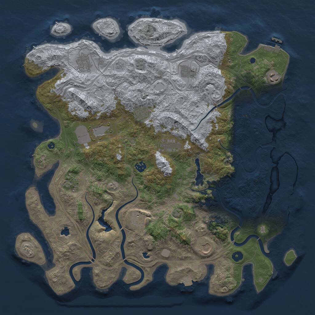 Rust Map: Procedural Map, Size: 4500, Seed: 54960200, 17 Monuments