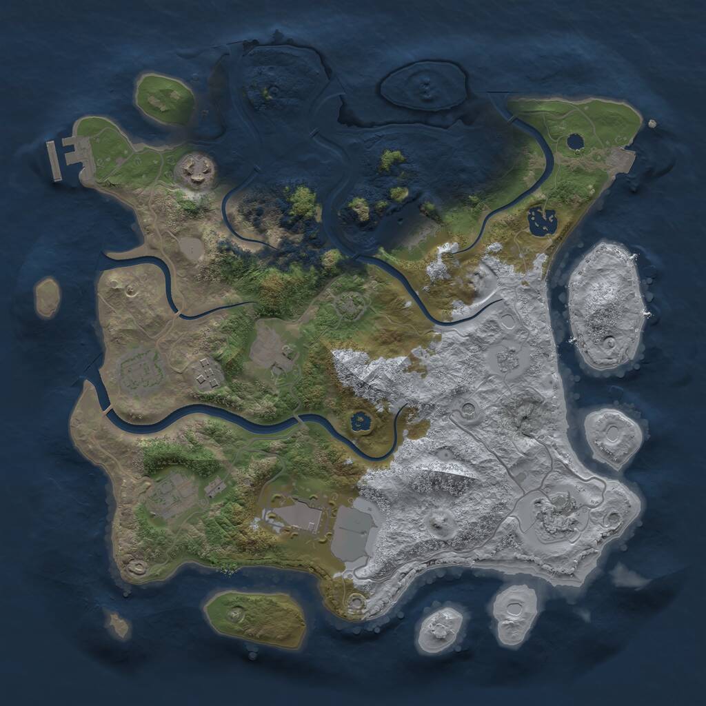 Rust Map: Procedural Map, Size: 3500, Seed: 378510349, 14 Monuments
