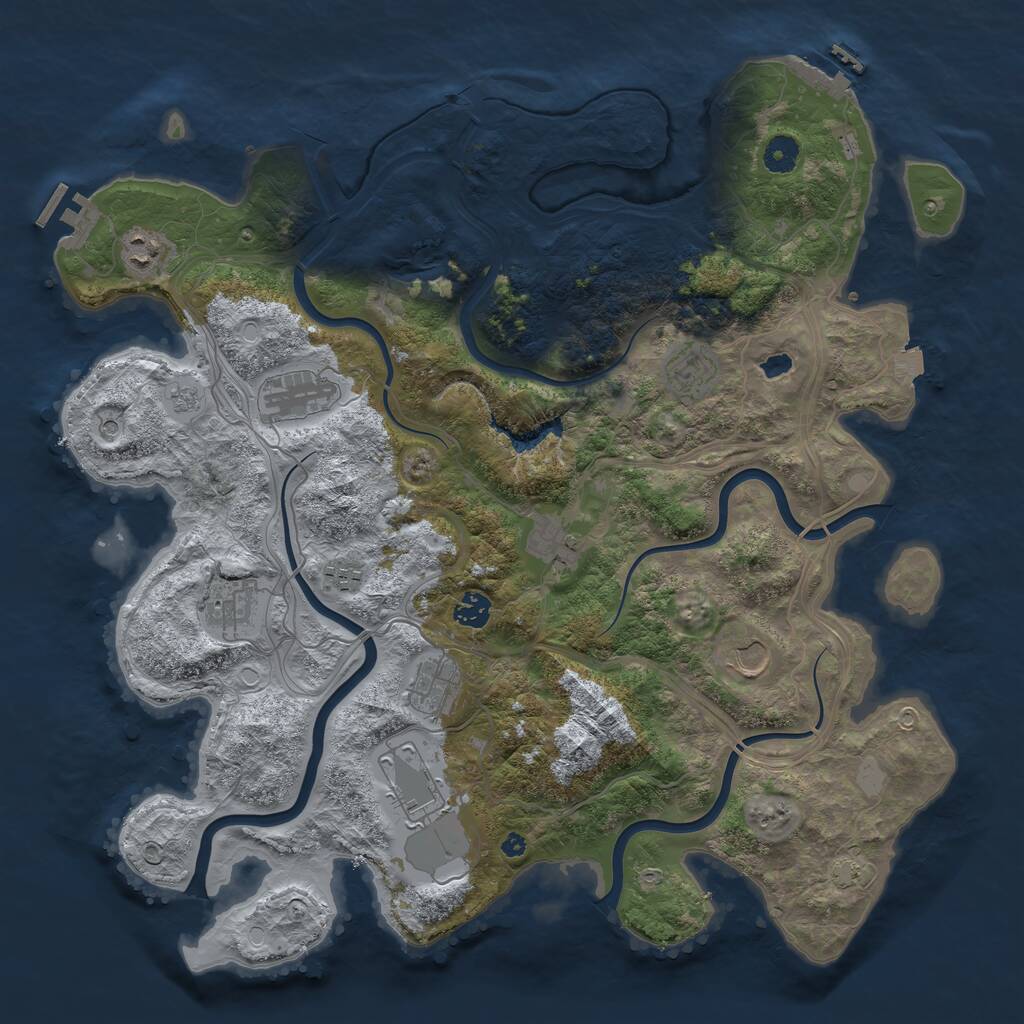 Rust Map: Procedural Map, Size: 4250, Seed: 1725031118, 16 Monuments