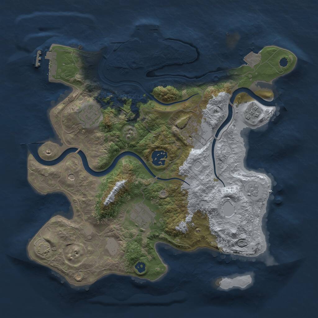 Rust Map: Procedural Map, Size: 3000, Seed: 843868258, 11 Monuments