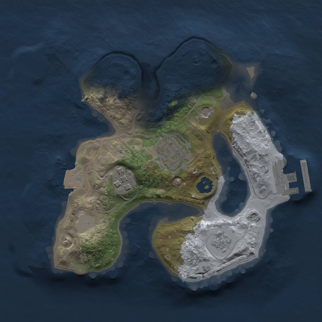Rust Map: Procedural Map, Size: 2000, Seed: 874575400, 6 Monuments