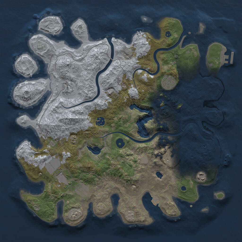 Rust Map: Procedural Map, Size: 4000, Seed: 249513523, 14 Monuments