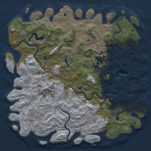 Thumbnail Rust Map: Procedural Map, Size: 6000, Seed: 939136723, 17 Monuments