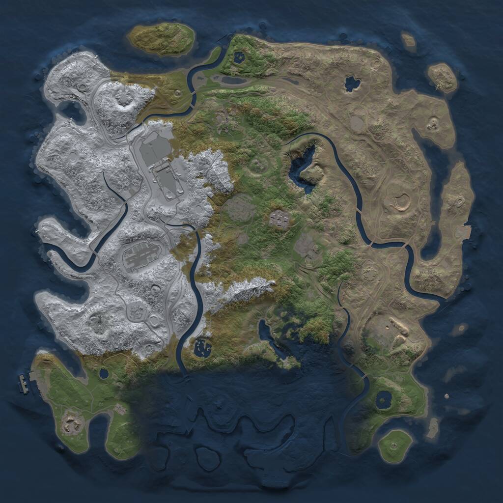 Rust Map: Procedural Map, Size: 4250, Seed: 2090972270, 16 Monuments