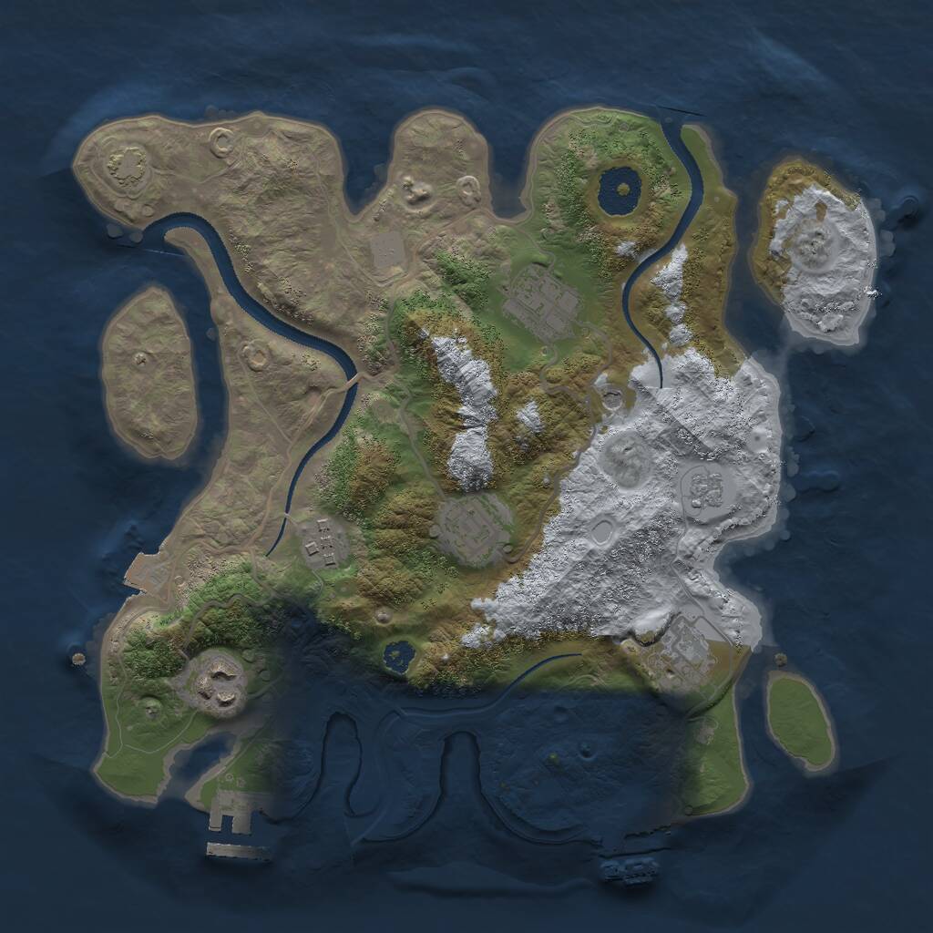 Rust Map: Procedural Map, Size: 3000, Seed: 24908, 11 Monuments