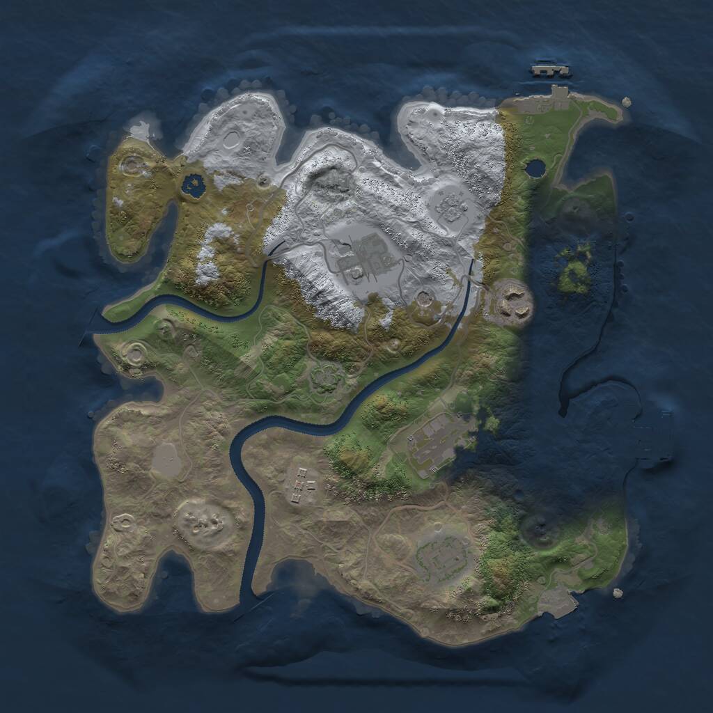 Rust Map: Procedural Map, Size: 3000, Seed: 1405238, 11 Monuments