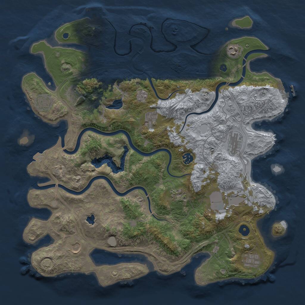 Rust Map: Procedural Map, Size: 4250, Seed: 696702838, 17 Monuments