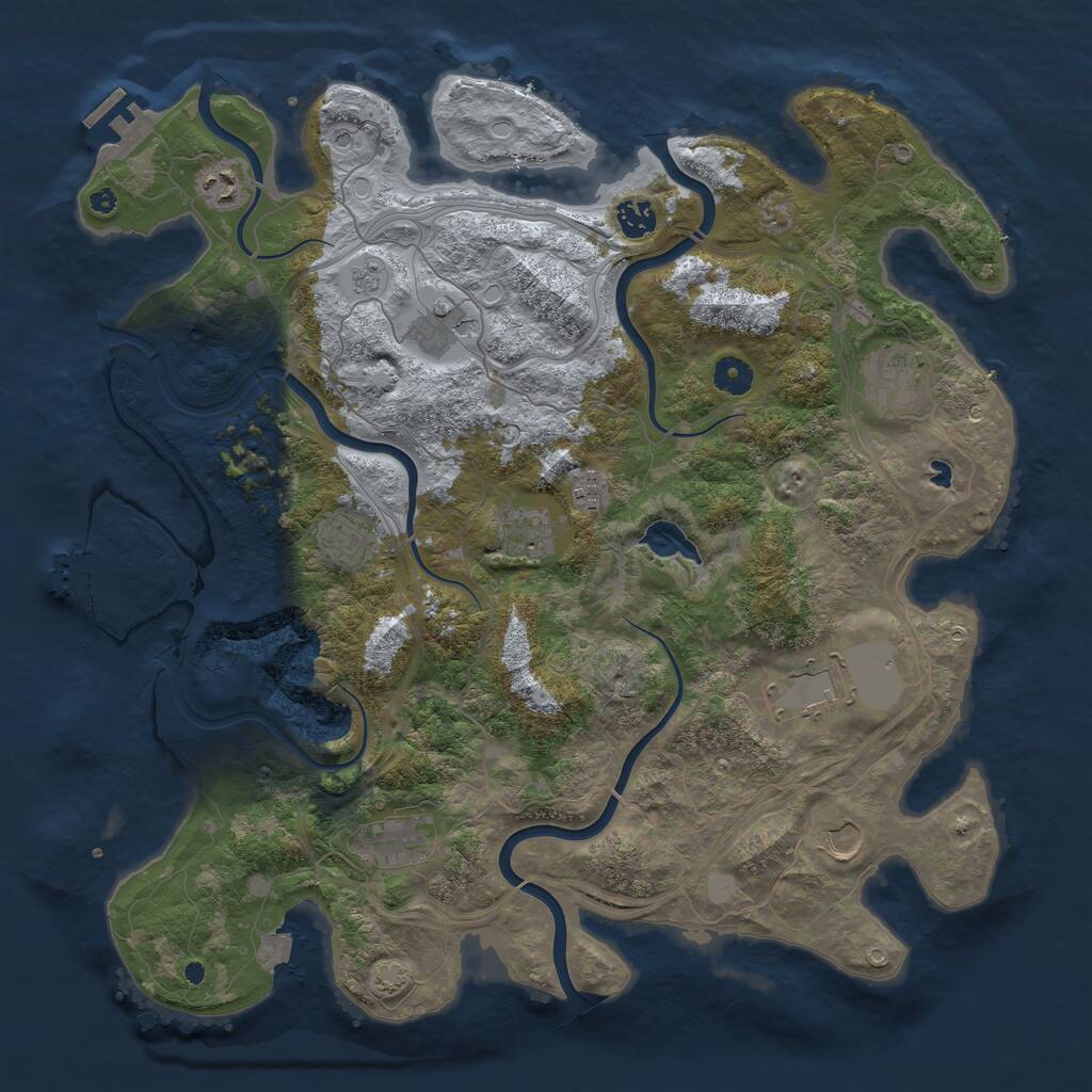 Rust Map: Procedural Map, Size: 4250, Seed: 310929556, 16 Monuments