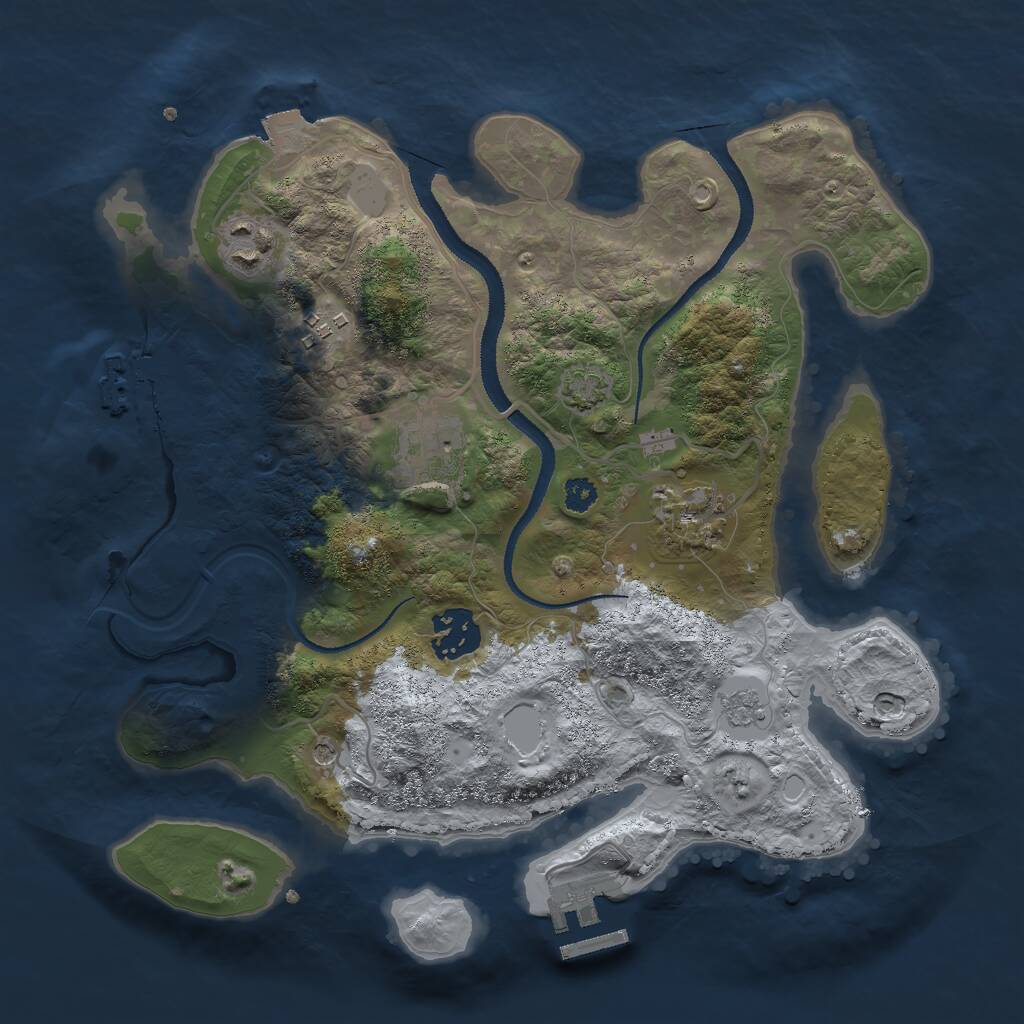 Rust Map: Procedural Map, Size: 3000, Seed: 23742, 11 Monuments