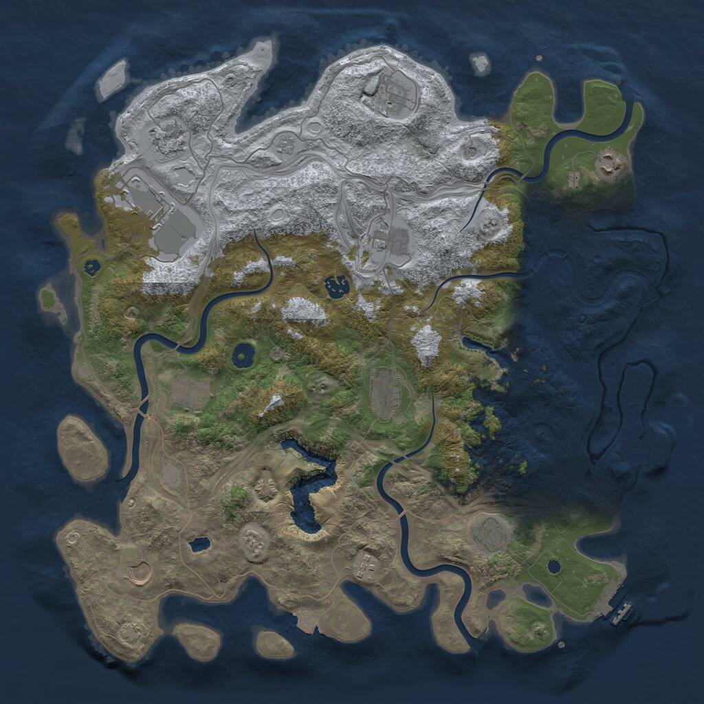 Rust Map: Procedural Map, Size: 4400, Seed: 1723421357, 17 Monuments