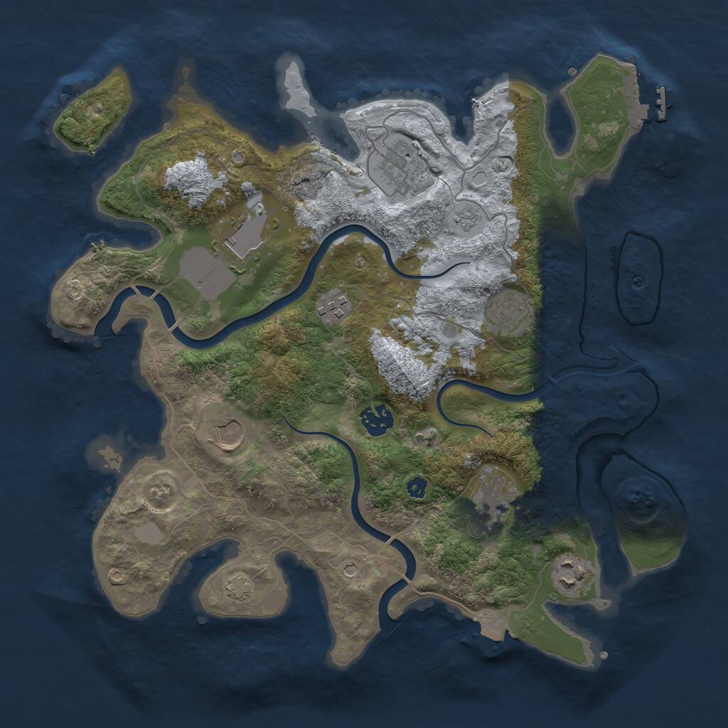 Rust Map: Procedural Map, Size: 3500, Seed: 1834597443, 13 Monuments