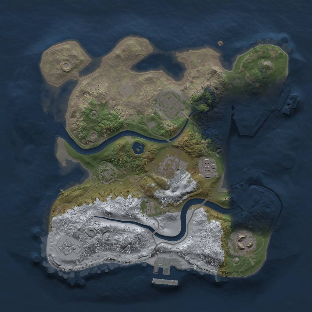 Rust Map: Procedural Map, Size: 2500, Seed: 742296695, 9 Monuments