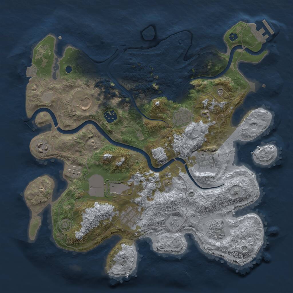 Rust Map: Procedural Map, Size: 3500, Seed: 2104595, 14 Monuments
