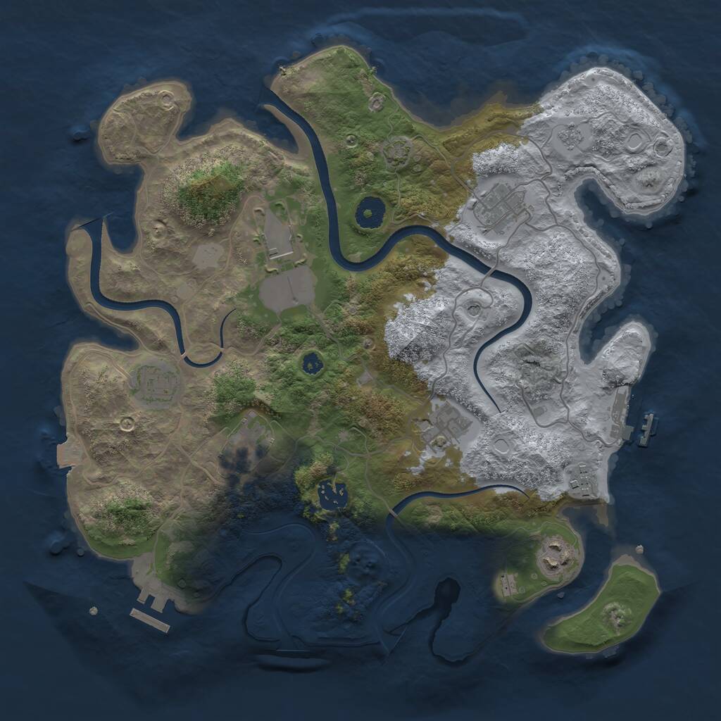 Rust Map: Procedural Map, Size: 3500, Seed: 1251711226, 14 Monuments