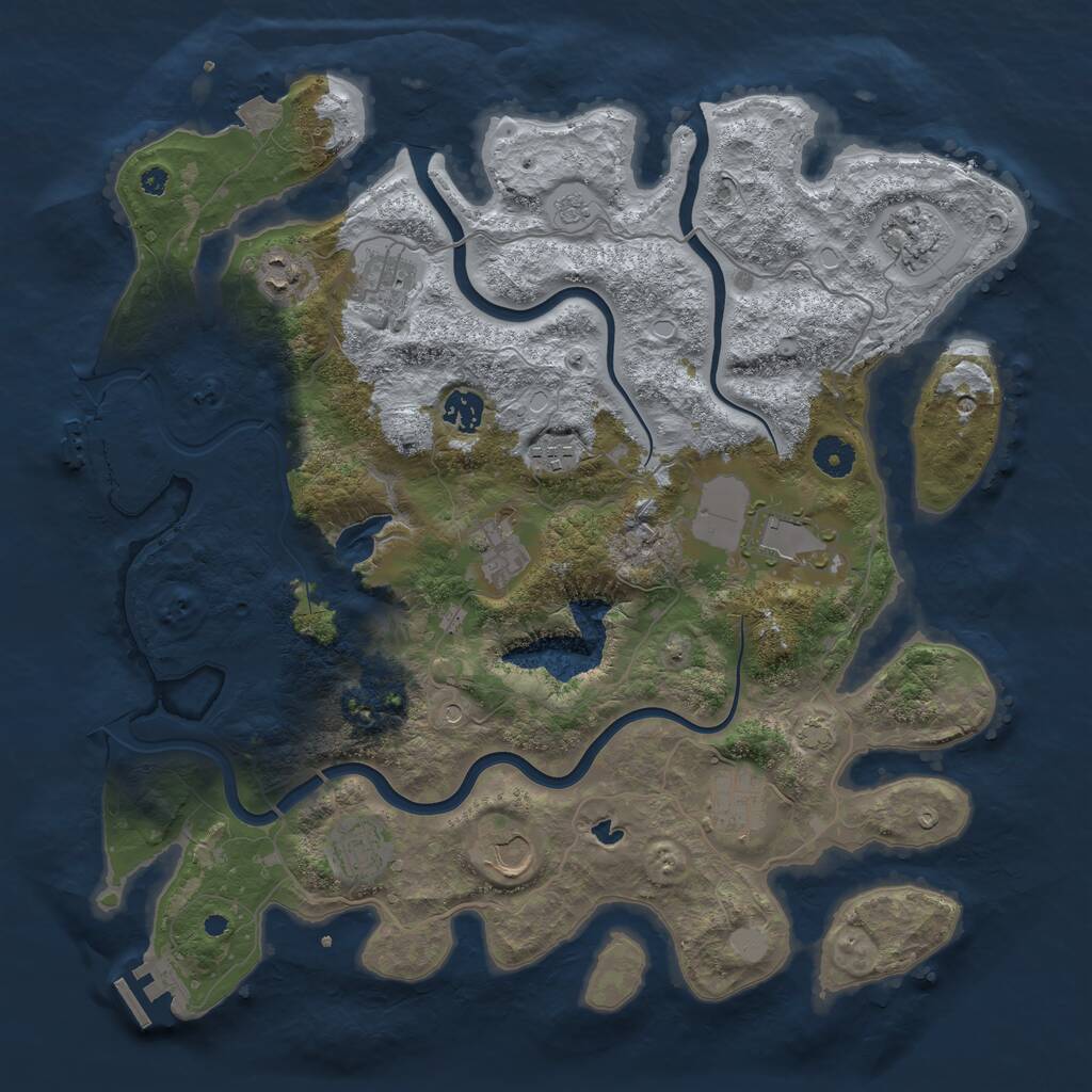 Rust Map: Procedural Map, Size: 4000, Seed: 352519825, 16 Monuments