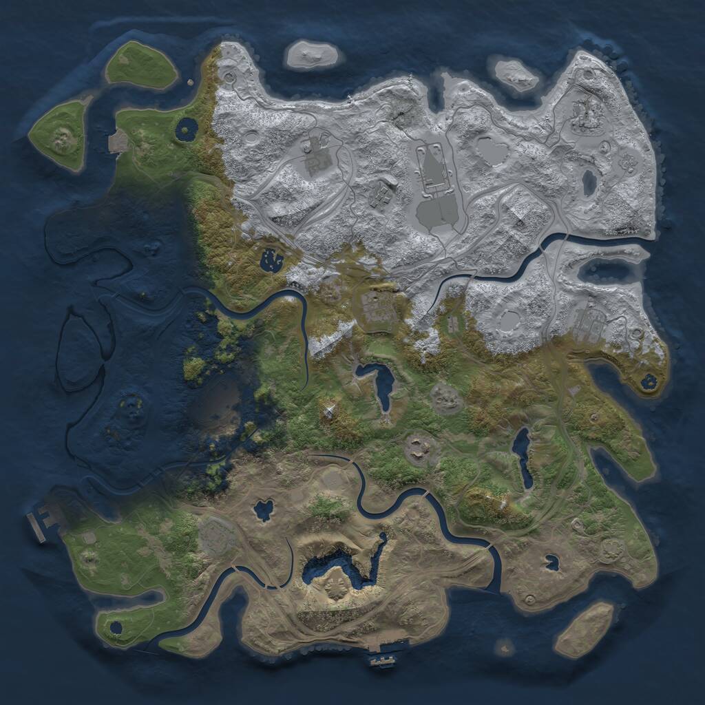Rust Map: Procedural Map, Size: 4500, Seed: 283968824, 16 Monuments