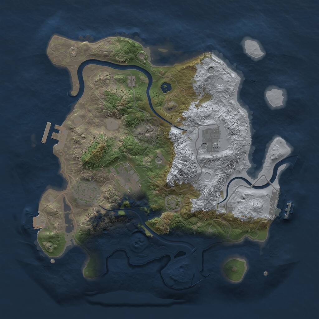 Rust Map: Procedural Map, Size: 3000, Seed: 71496, 8 Monuments