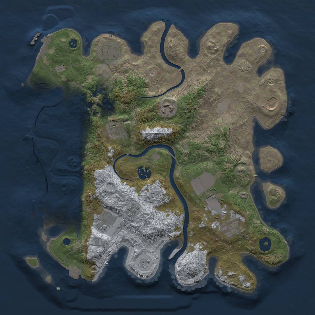 Rust Map: Procedural Map, Size: 3500, Seed: 46021318, 15 Monuments