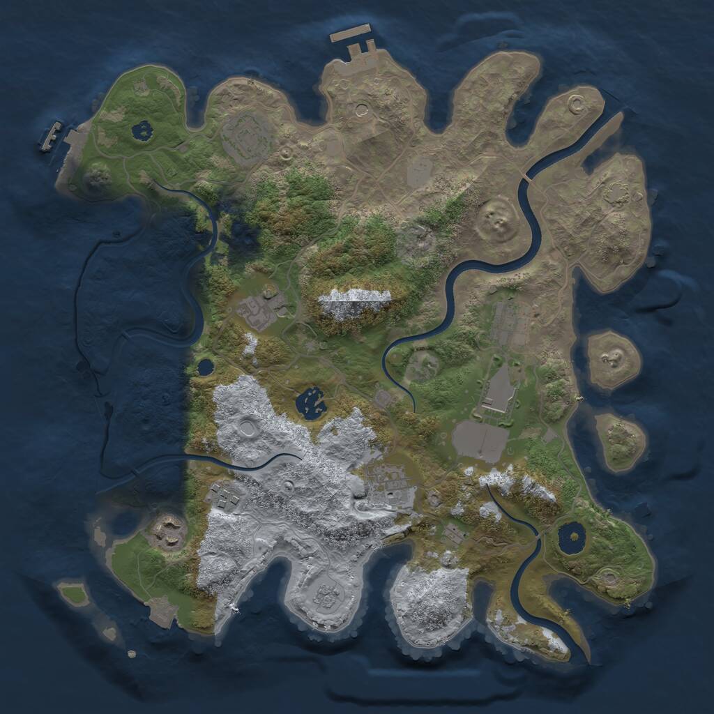 Rust Map: Procedural Map, Size: 3500, Seed: 46021318, 14 Monuments