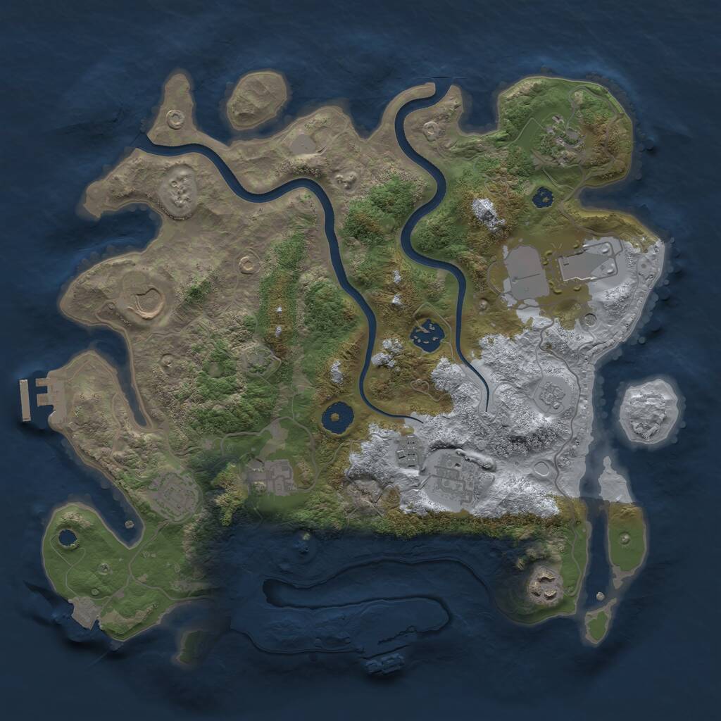 Rust Map: Procedural Map, Size: 3500, Seed: 1710597514, 15 Monuments