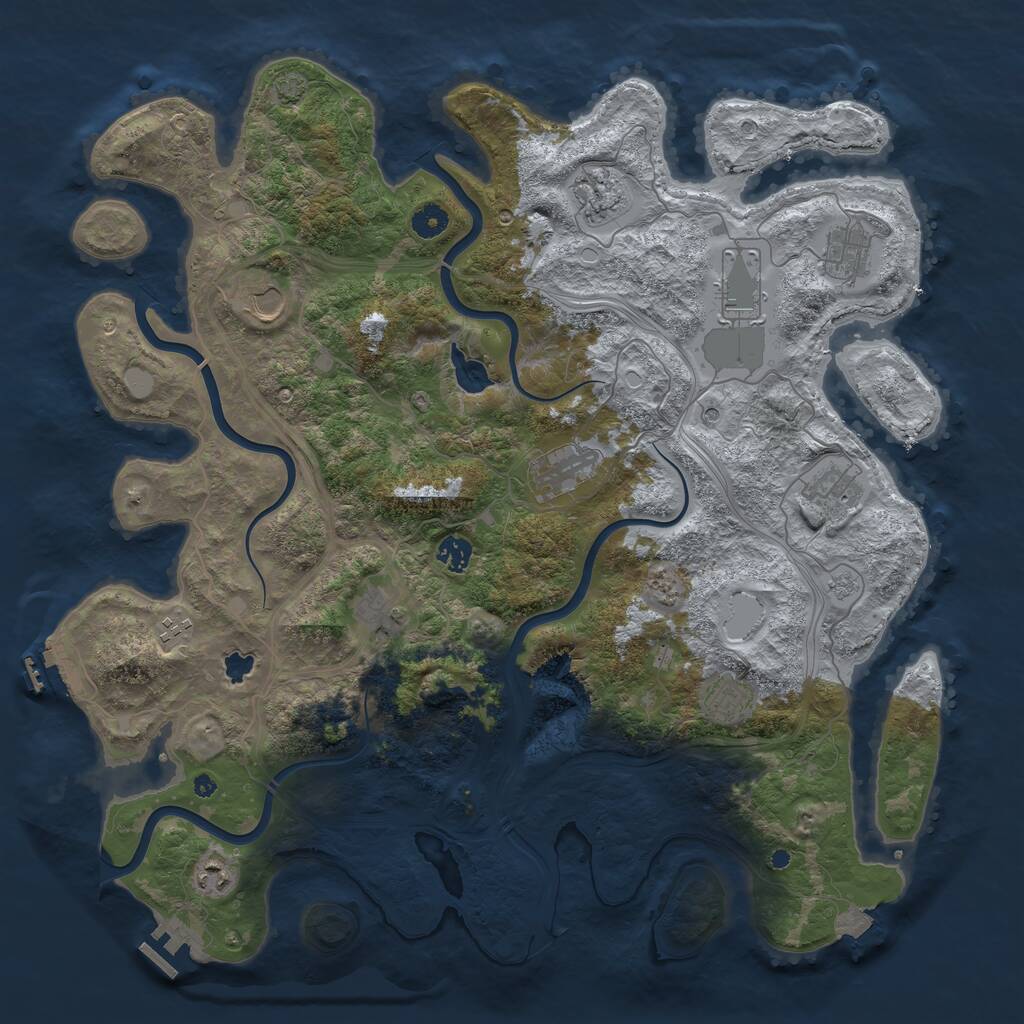 Rust Map: Procedural Map, Size: 4450, Seed: 222288888, 17 Monuments