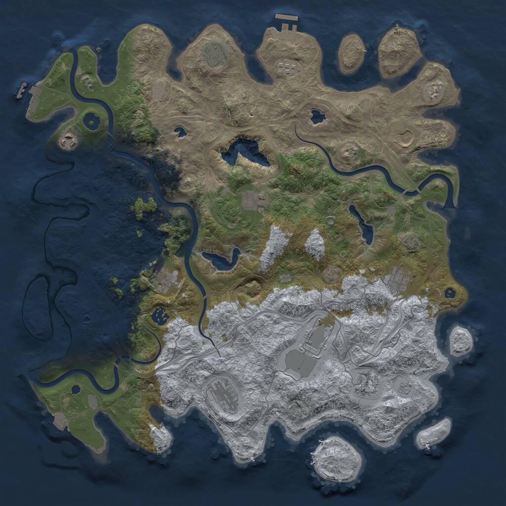 Rust Map: Procedural Map, Size: 4500, Seed: 530898537, 17 Monuments