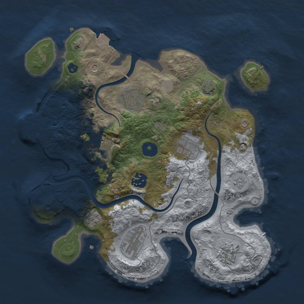 Rust Map: Procedural Map, Size: 3000, Seed: 344617, 12 Monuments