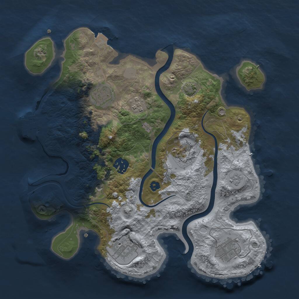 Rust Map: Procedural Map, Size: 3000, Seed: 344617, 11 Monuments