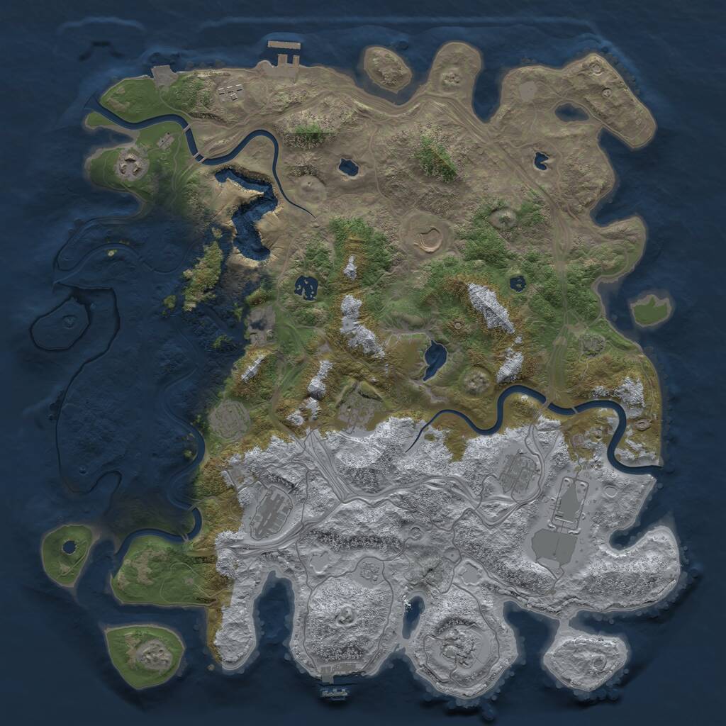 Rust Map: Procedural Map, Size: 4500, Seed: 619326050, 17 Monuments