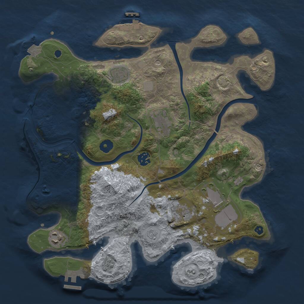 Rust Map: Procedural Map, Size: 3500, Seed: 1871073708, 13 Monuments