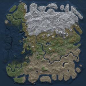 Thumbnail Rust Map: Procedural Map, Size: 6000, Seed: 938701512, 17 Monuments