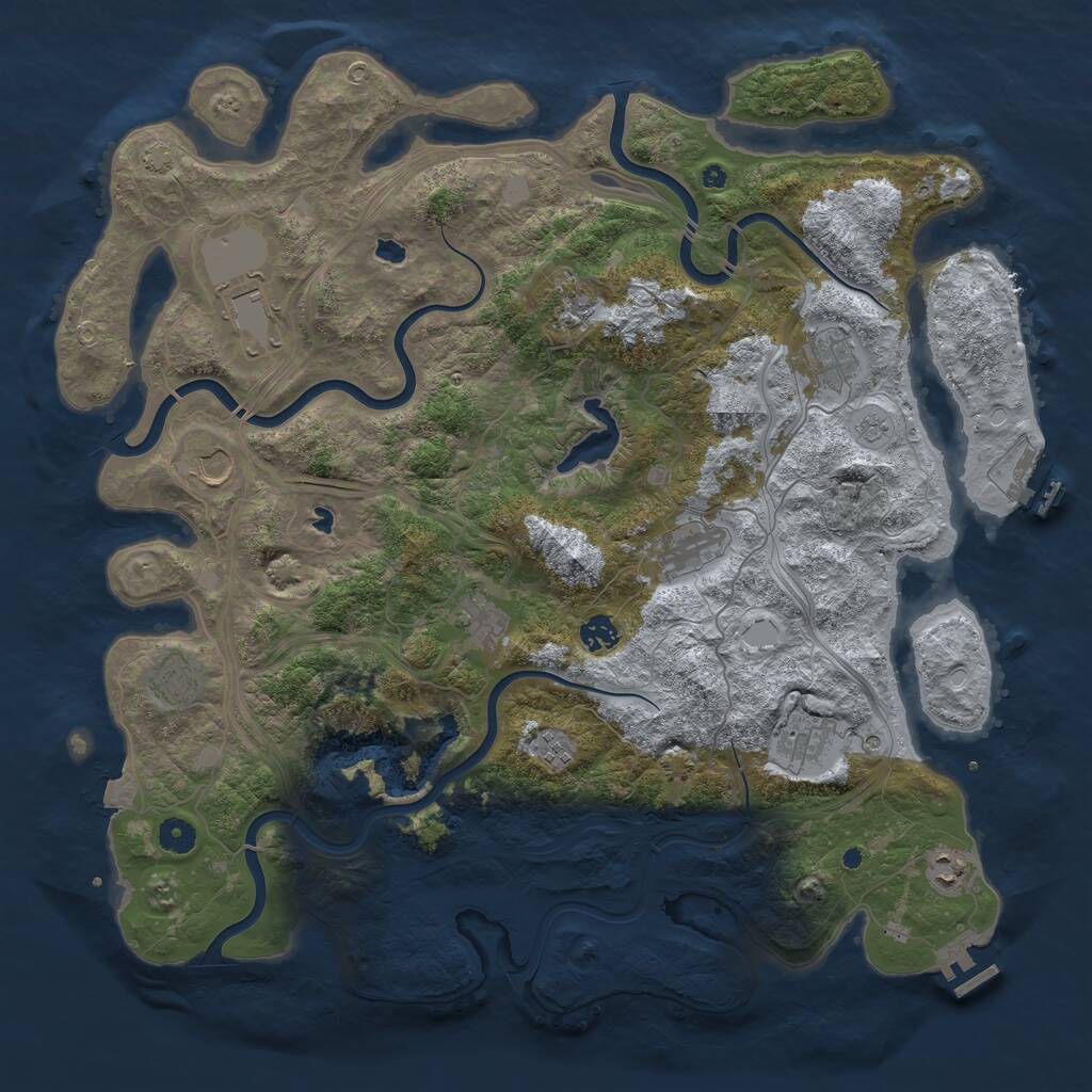 Rust Map: Procedural Map, Size: 4500, Seed: 897546654, 17 Monuments