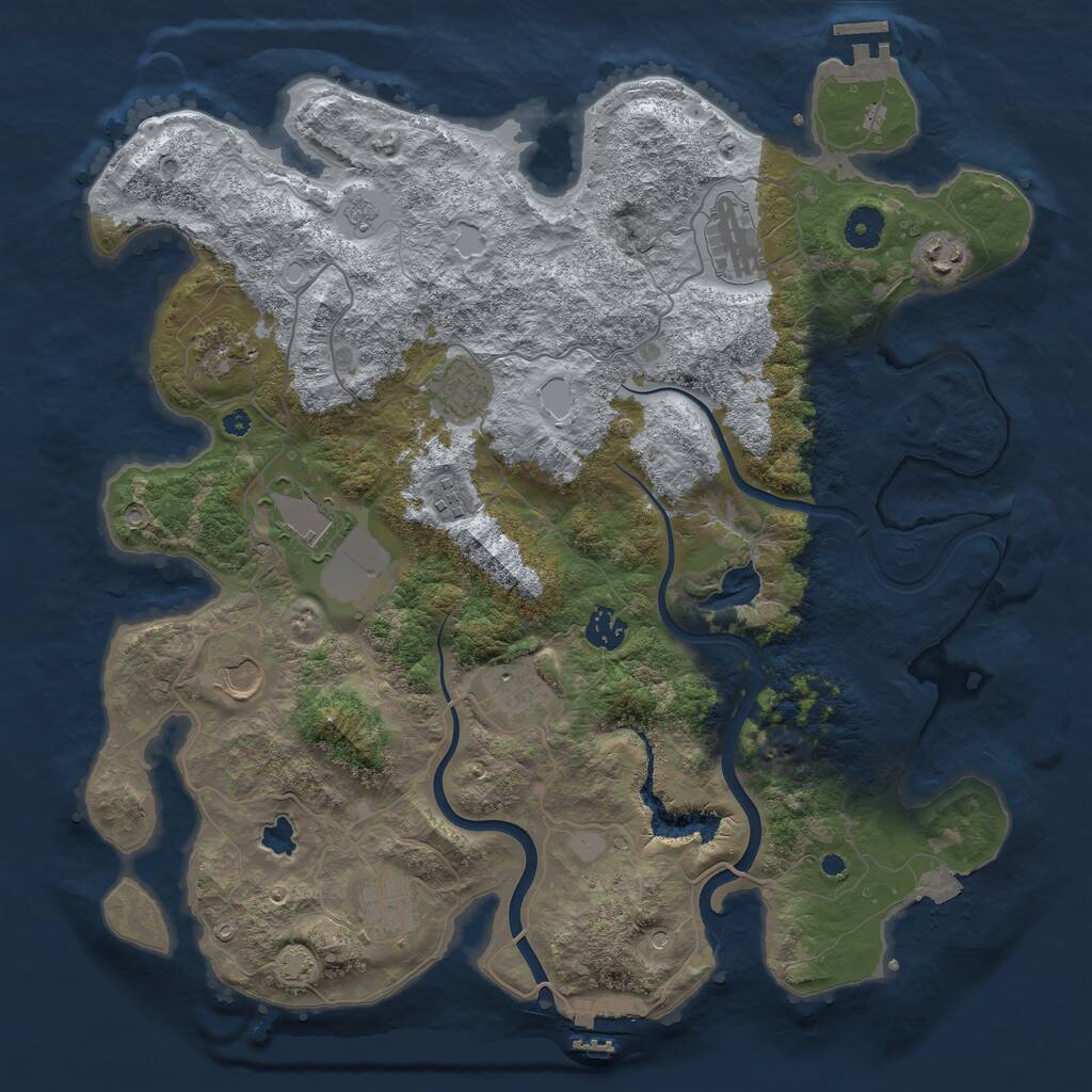 Rust Map: Procedural Map, Size: 4000, Seed: 543265, 16 Monuments