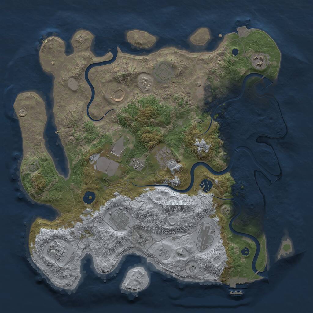 Rust Map: Procedural Map, Size: 3750, Seed: 429547918, 16 Monuments