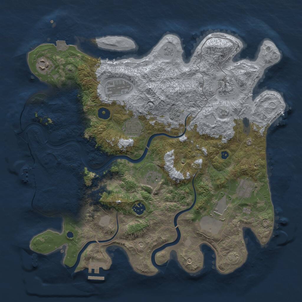 Rust Map: Procedural Map, Size: 3750, Seed: 489264626, 15 Monuments