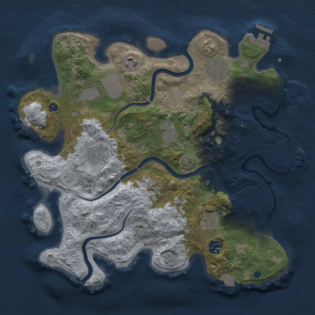 Rust Map: Procedural Map, Size: 3500, Seed: 107067629, 14 Monuments