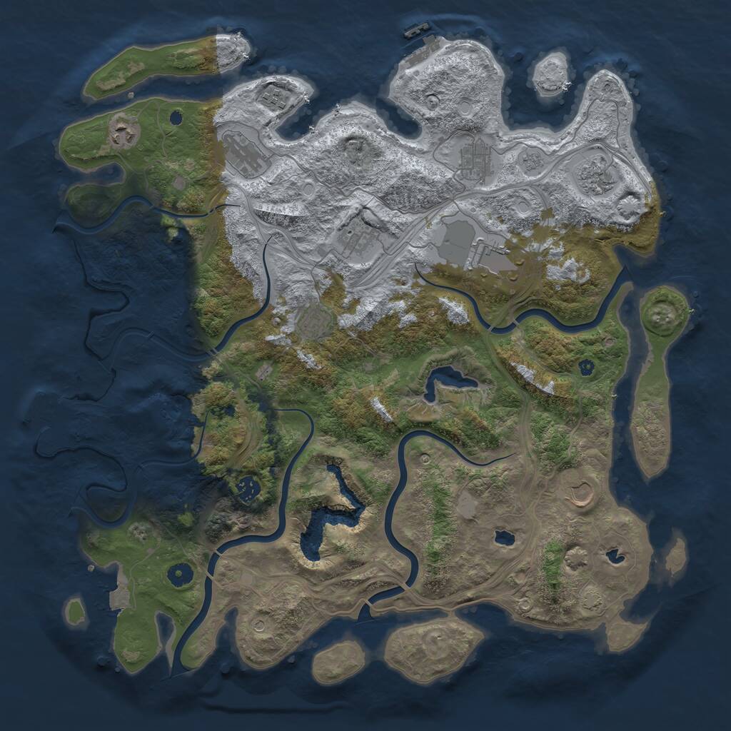 Rust Map: Procedural Map, Size: 4500, Seed: 60969527, 16 Monuments