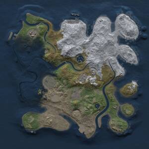 Thumbnail Rust Map: Procedural Map, Size: 3000, Seed: 1484087928, 11 Monuments