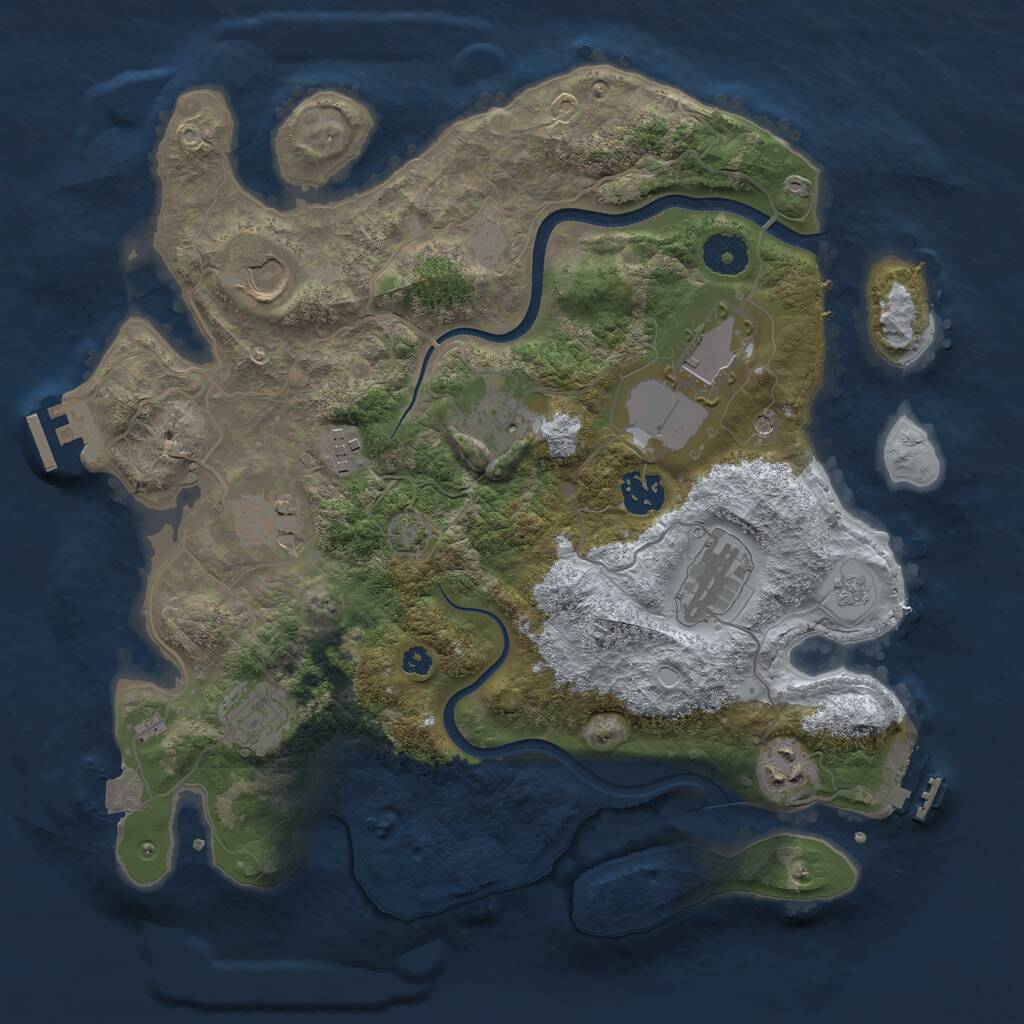 Rust Map: Procedural Map, Size: 3500, Seed: 1256291067, 15 Monuments