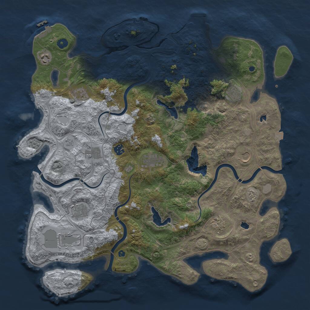 Rust Map: Procedural Map, Size: 4500, Seed: 191443206, 17 Monuments