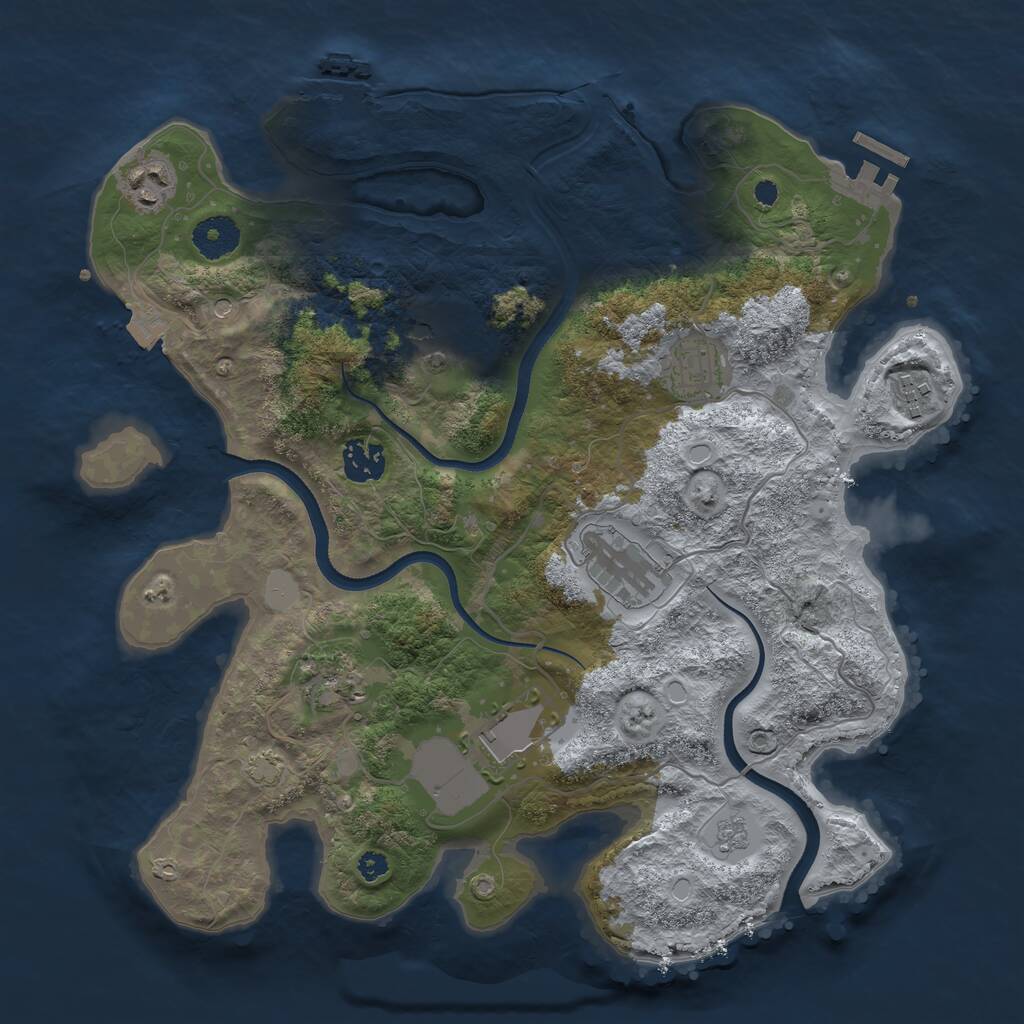 Rust Map: Procedural Map, Size: 3500, Seed: 1998990394, 14 Monuments