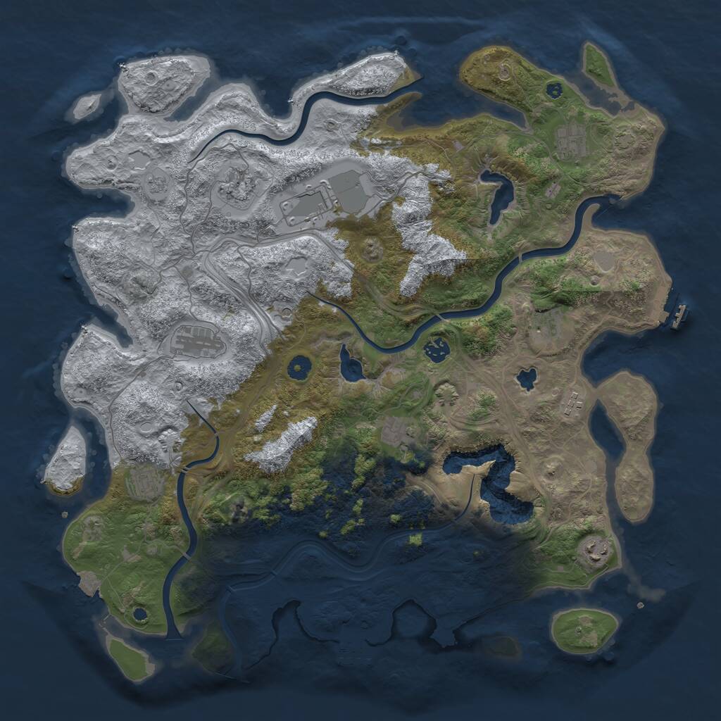 Rust Map: Procedural Map, Size: 4500, Seed: 381473734, 16 Monuments