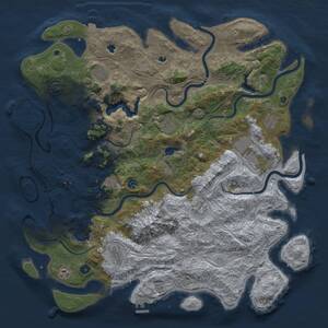 Thumbnail Rust Map: Procedural Map, Size: 5000, Seed: 58977779, 16 Monuments