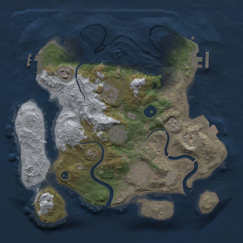 Rust Map: Procedural Map, Size: 3000, Seed: 2103859006, 11 Monuments