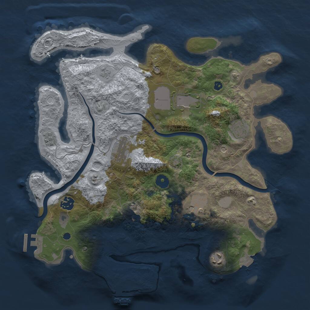 Rust Map: Procedural Map, Size: 3500, Seed: 1774069172, 13 Monuments