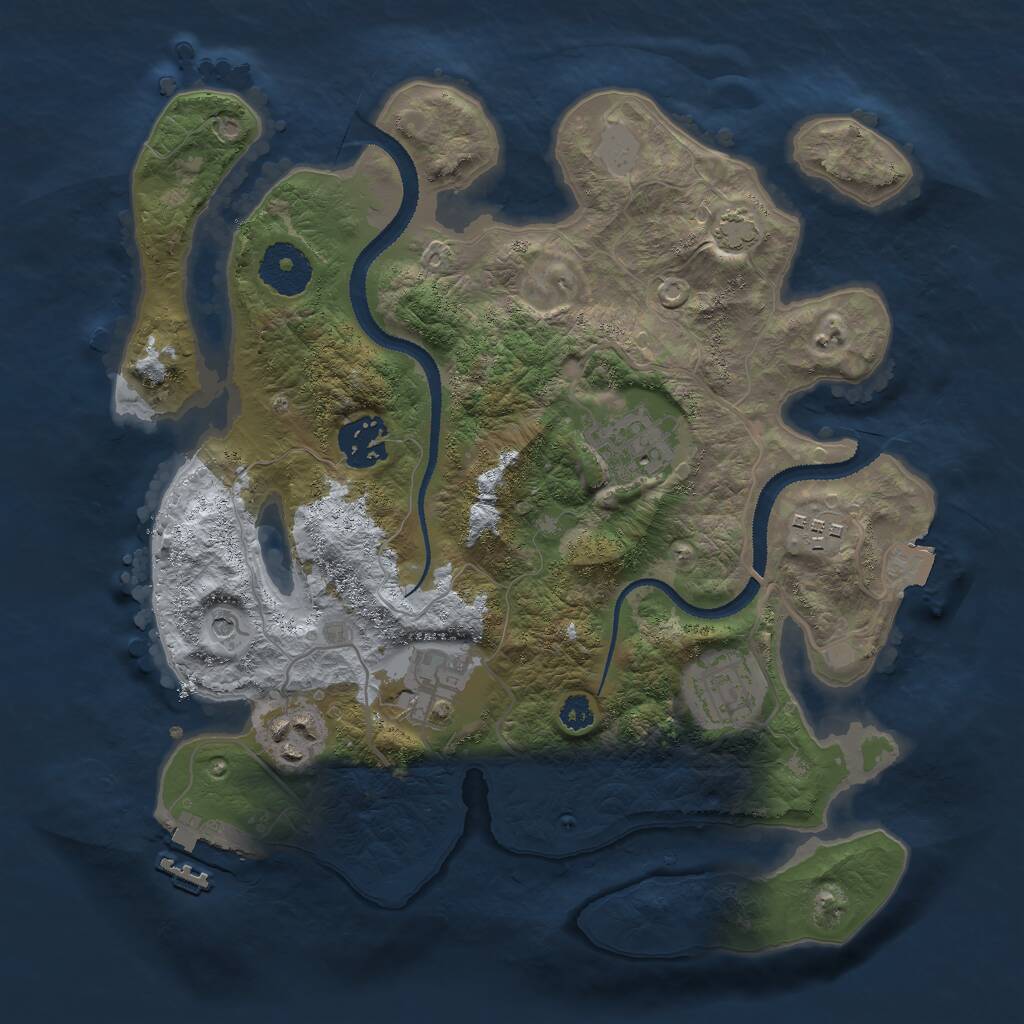 Rust Map: Procedural Map, Size: 3000, Seed: 92730861, 10 Monuments